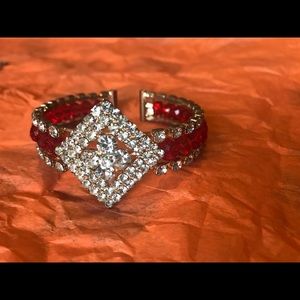 White stone & Red beaded Bracelet